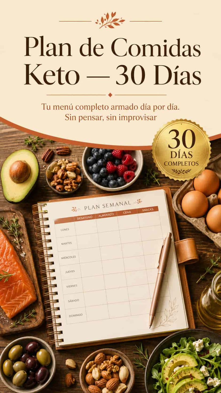 Plan de Comidas Keto Listo — 30 días de menú armado
