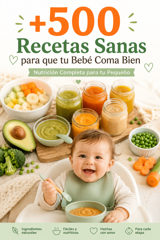 +500 Recetas Sanas para que tu Bebé Coma Bien + 10 Bonos de Regalo Exclusivos